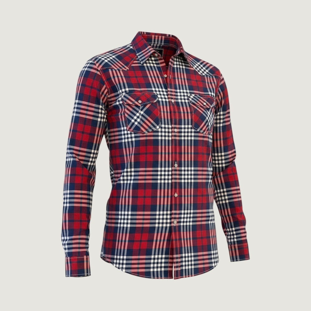Ecko Unltd Button Down Shirt Mens XXL Red Plaid Western Long Sleeve Flap Pockets